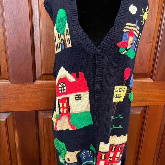 Vintage The Eagle's Eye Sweater Vest Medium Cardigan Realtor Real Estate Sold - Picture 2 of 11